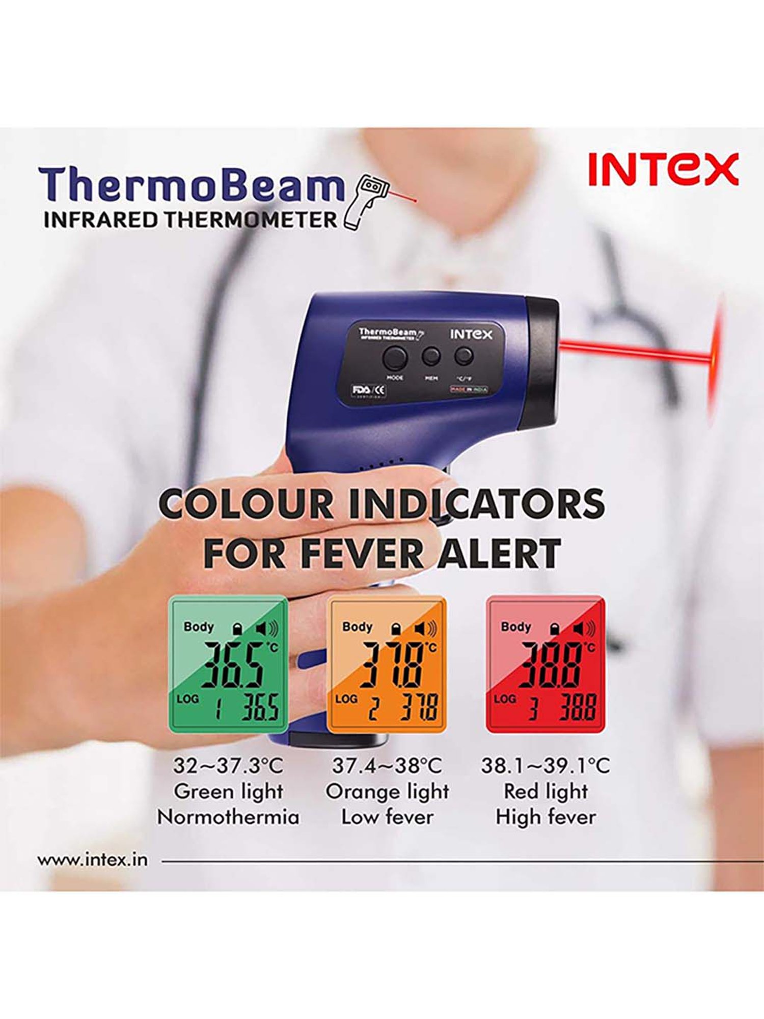 Intex ThermoBeam With Advance Laser Pointing Feature Infrared Thermometer (Blue)