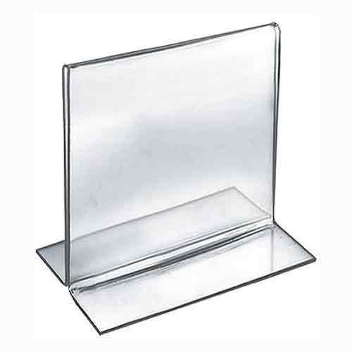 Azar Displays 152728 5-Inch Width by 5-Inch Height Double-Foot Acrylic Sign Holder, 10-Pack