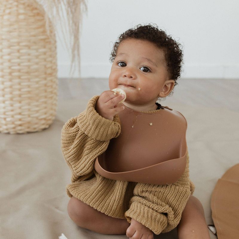 Pretty Please Teethers Silicone Bib - Speckle Almond