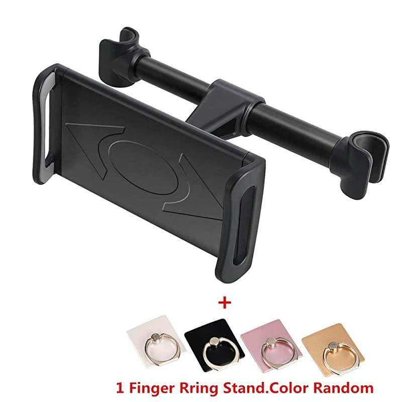 Car Headrest Mount, 360&deg;Rotated Car Headrest Bracket Tablet Headrest Holder Compatible with 4"- 11" iPhone/Samsung/iPad/Smartphones/Tablets,with 1 Free Phone Finger Ring Stand(Black)