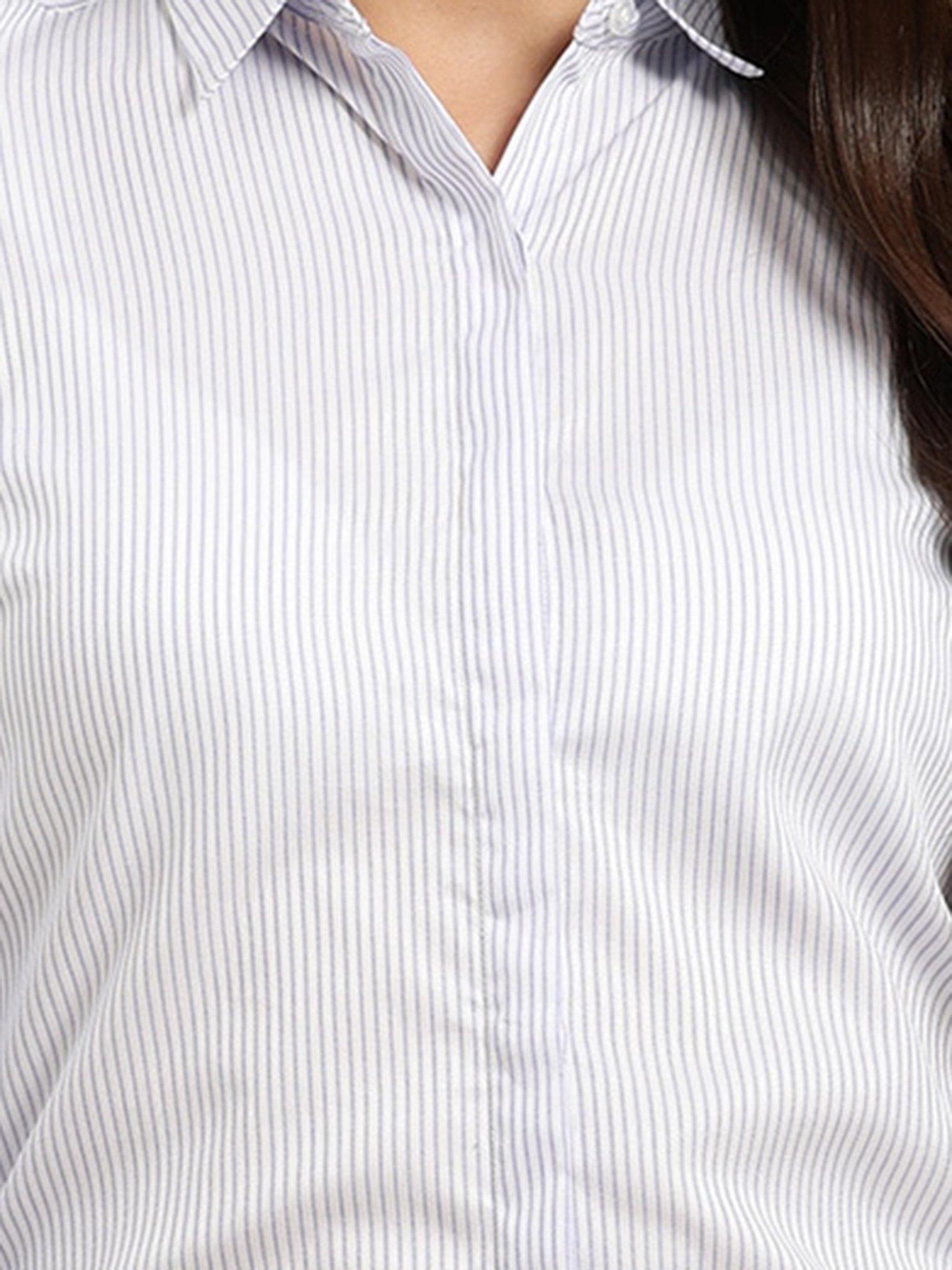 Hancock White & Blue Cotton Striped Shirt