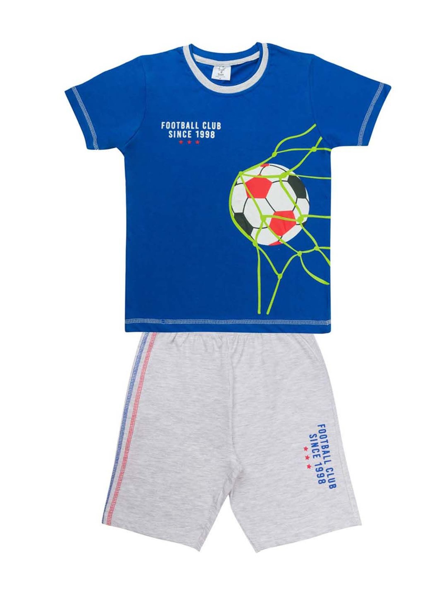 Todd N Teen Kids Blue & Yellow Cotton Printed T-Shirt & Shorts - Pack of 2