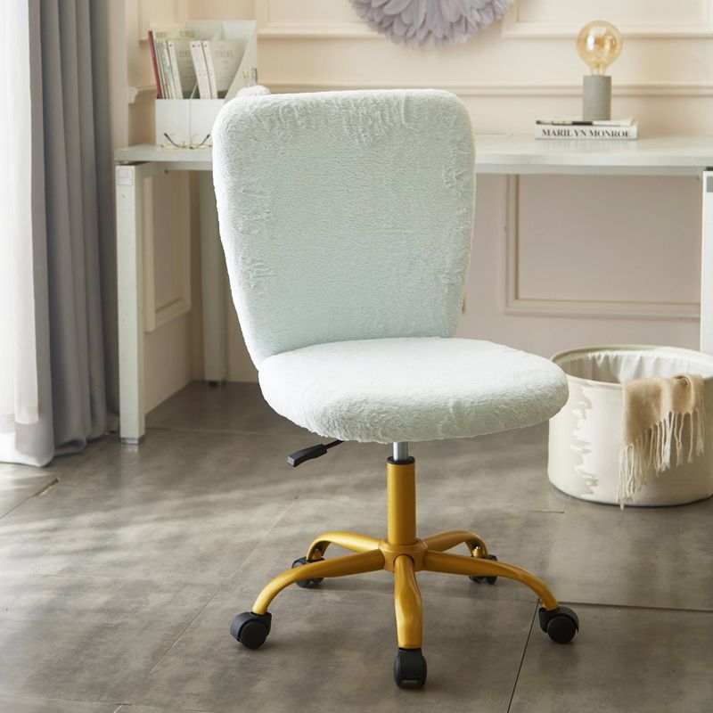 Faux Fur Rolling Computer Task Chair Mint Green - Urban Shop