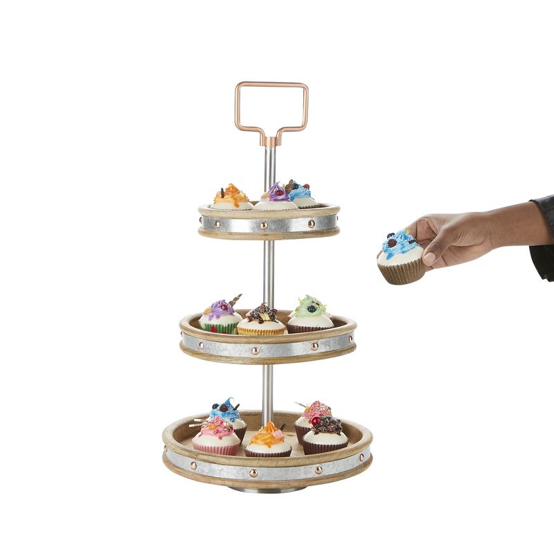 Mind Reader Silver 3 Tier Round Serving Dessert Display Tray