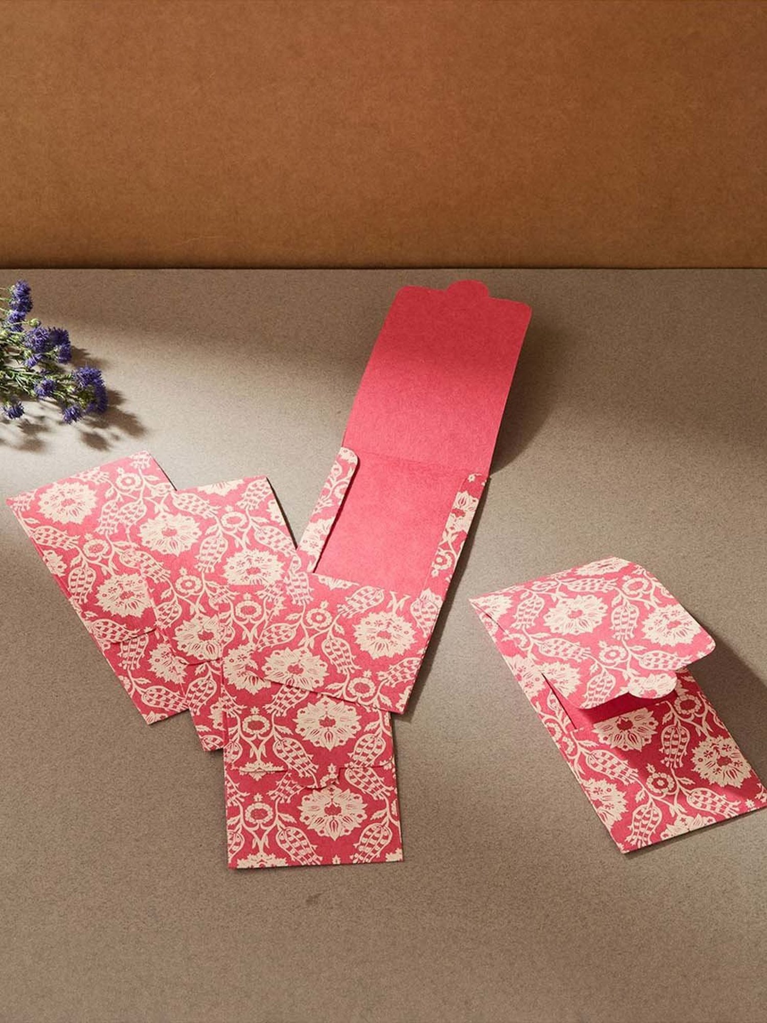 Fabindia Home Pink Paper Printed Sarkhaab Envelope - Set of 5