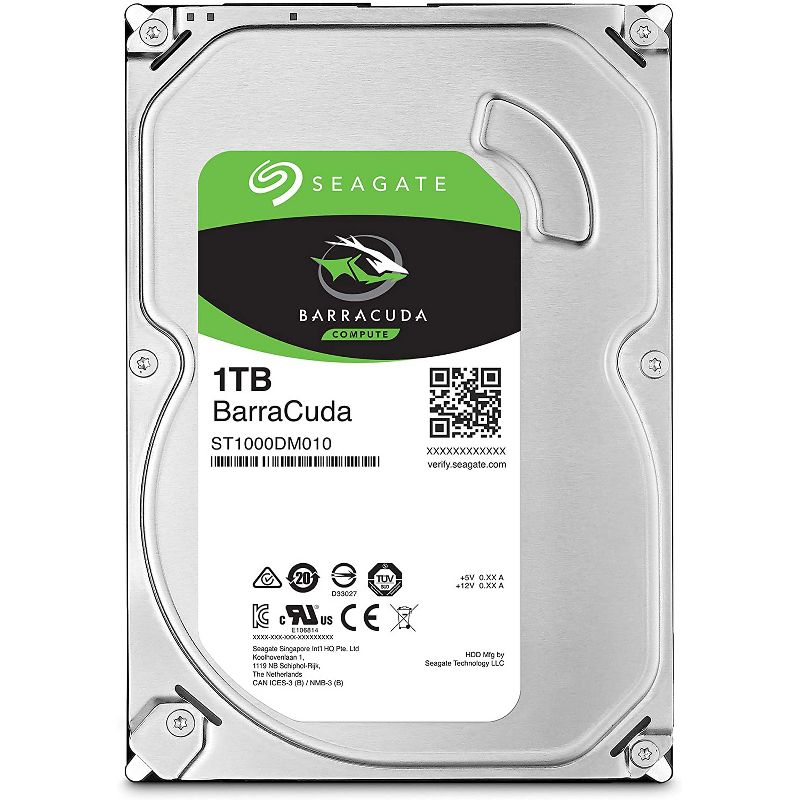 Seagate BarraCuda 1TB Internal Hard Drive HDD - 3.5 Inch SATA 6 Gb/s 7200 RPM 64MB Cache for Computer Desktop PC (ST1000DM010)