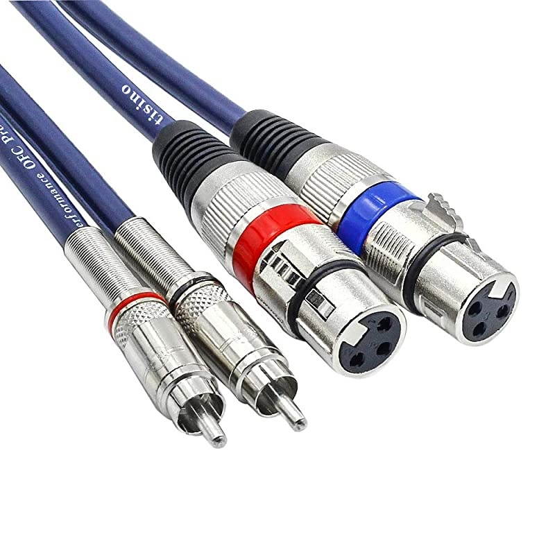 Dual XLR to RCA Cable Heavy Duty 2 XLR Female to 2 RCA Male Patch Cord HiFi Stereo Audio Connection Interconnect Lead Wire 5 ft 15m