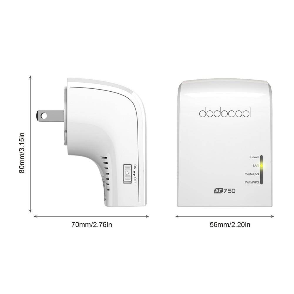 dodocool AC750 Dual Band Wireless Wi-Fi AP / Repeater / Router Simultaneous 2.4GHz 300Mbps and 5GHz 433Mbps