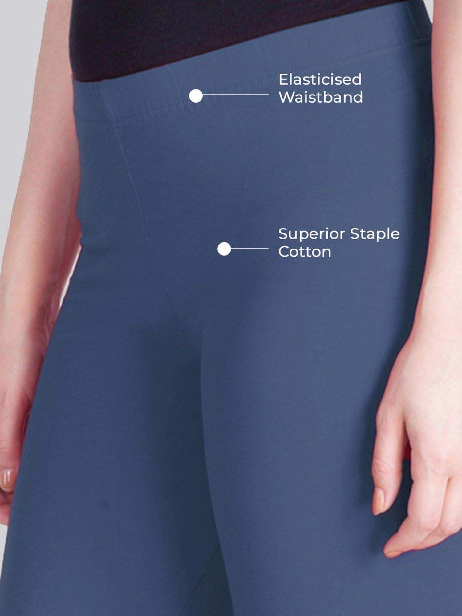 Lyra Blue Cotton Ankle Length Leggings