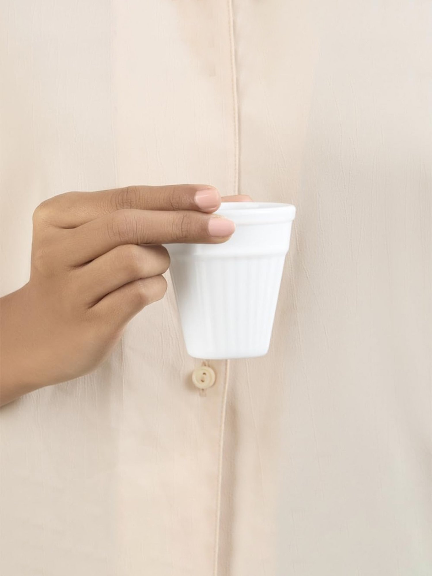 Larah by Borosil White Ceramic Opalware Mug - Set of 6 160ml