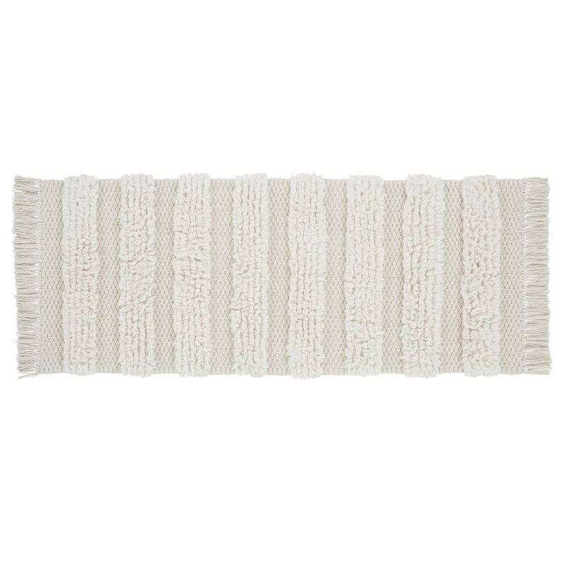 Savannah Cotton Fringe Bath Runner White - VCNY