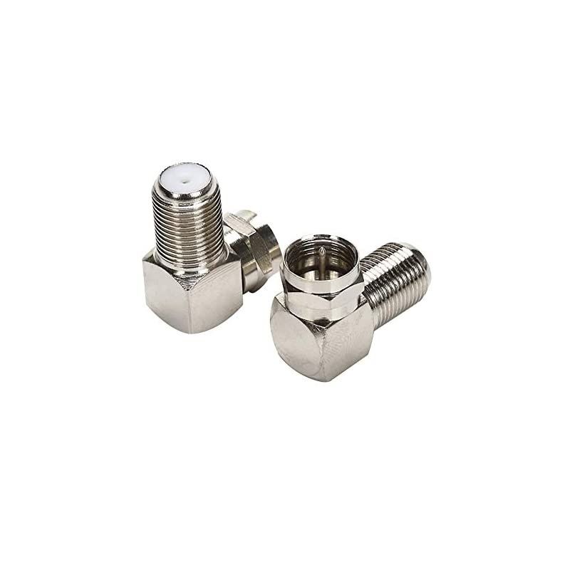 F Type Right Angle 90 Degree Male to Female Cable Connector Coax Adapter Pack of 2
