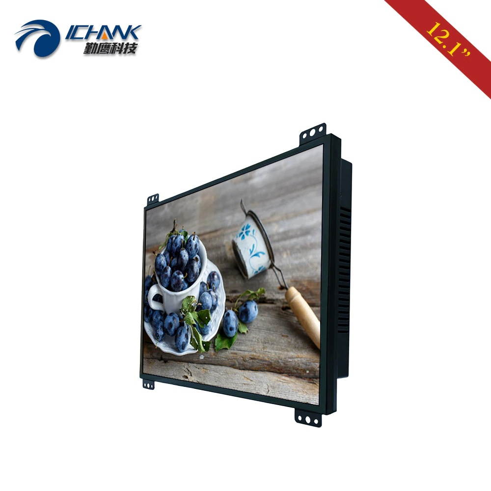K120TN-DV2/12.1" inch 1024x768 4:3 Metal Shell Open Frame DVI Monitor/12" VGA Embedded Power On Boot LCD Screen Display Monitor