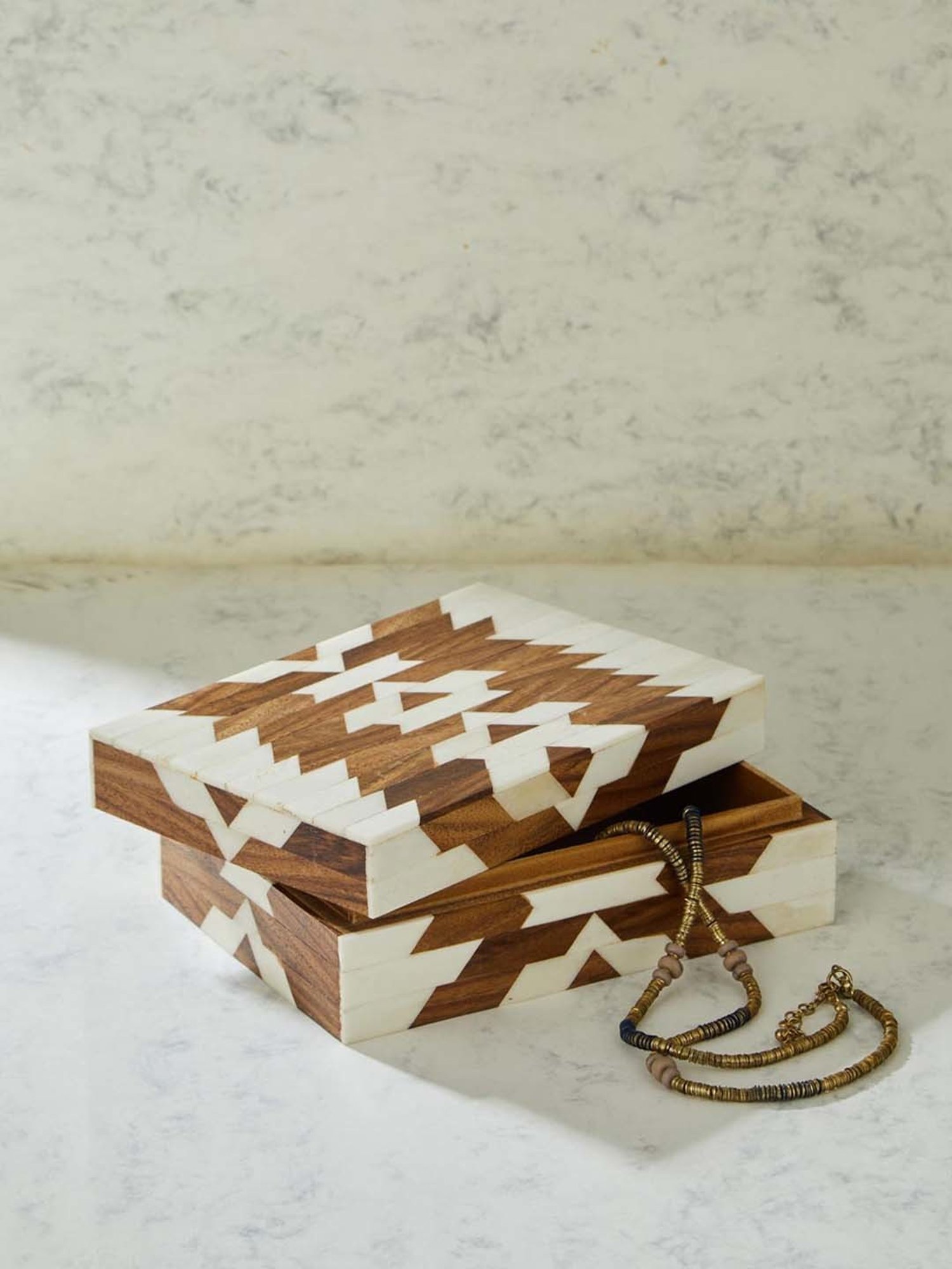 Fabindia Magnolia White Mix Wood Horn Utility Box