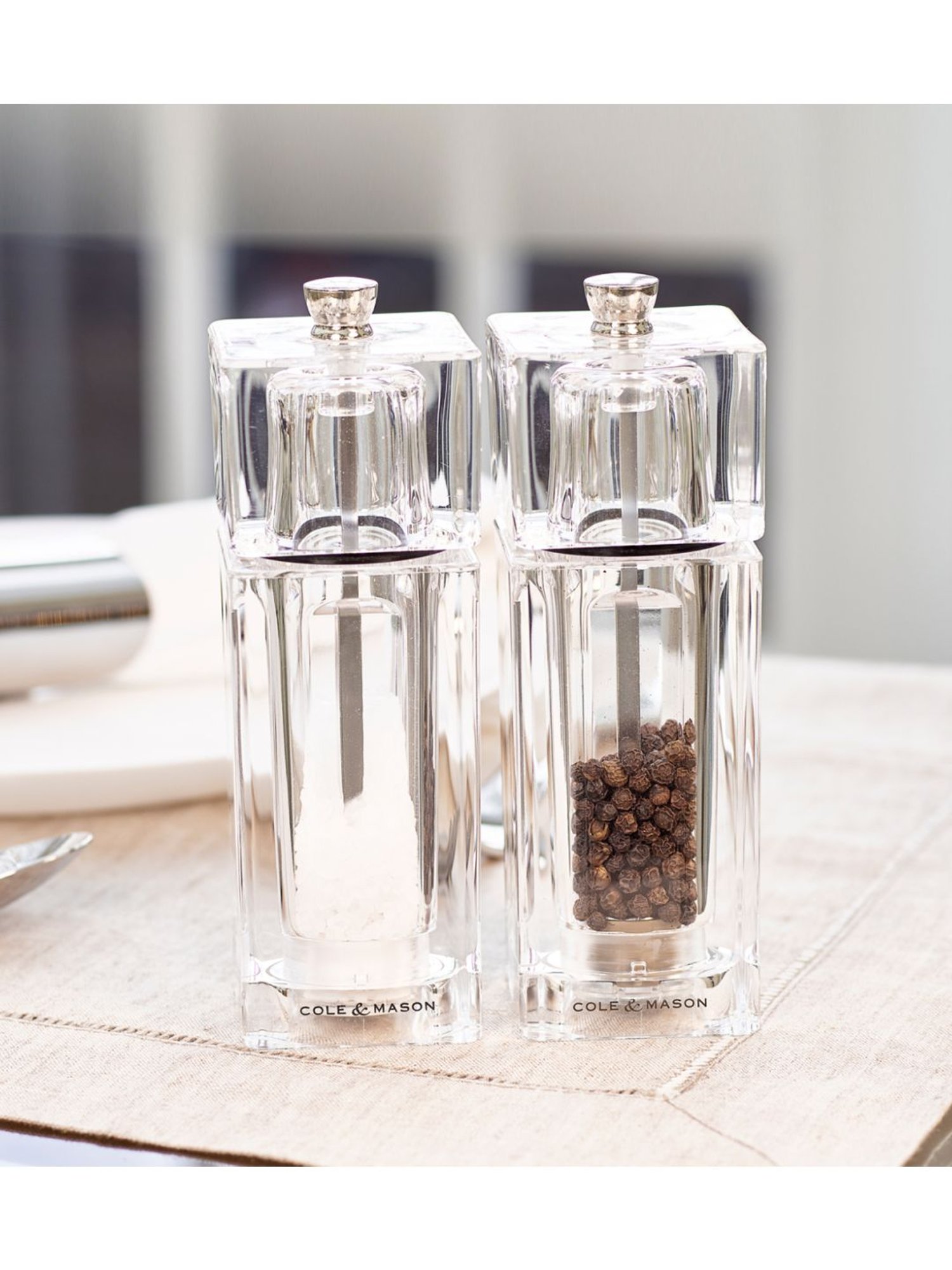 COLE & MASON Transparent Stainless Steel Salt Mill - Set of 1