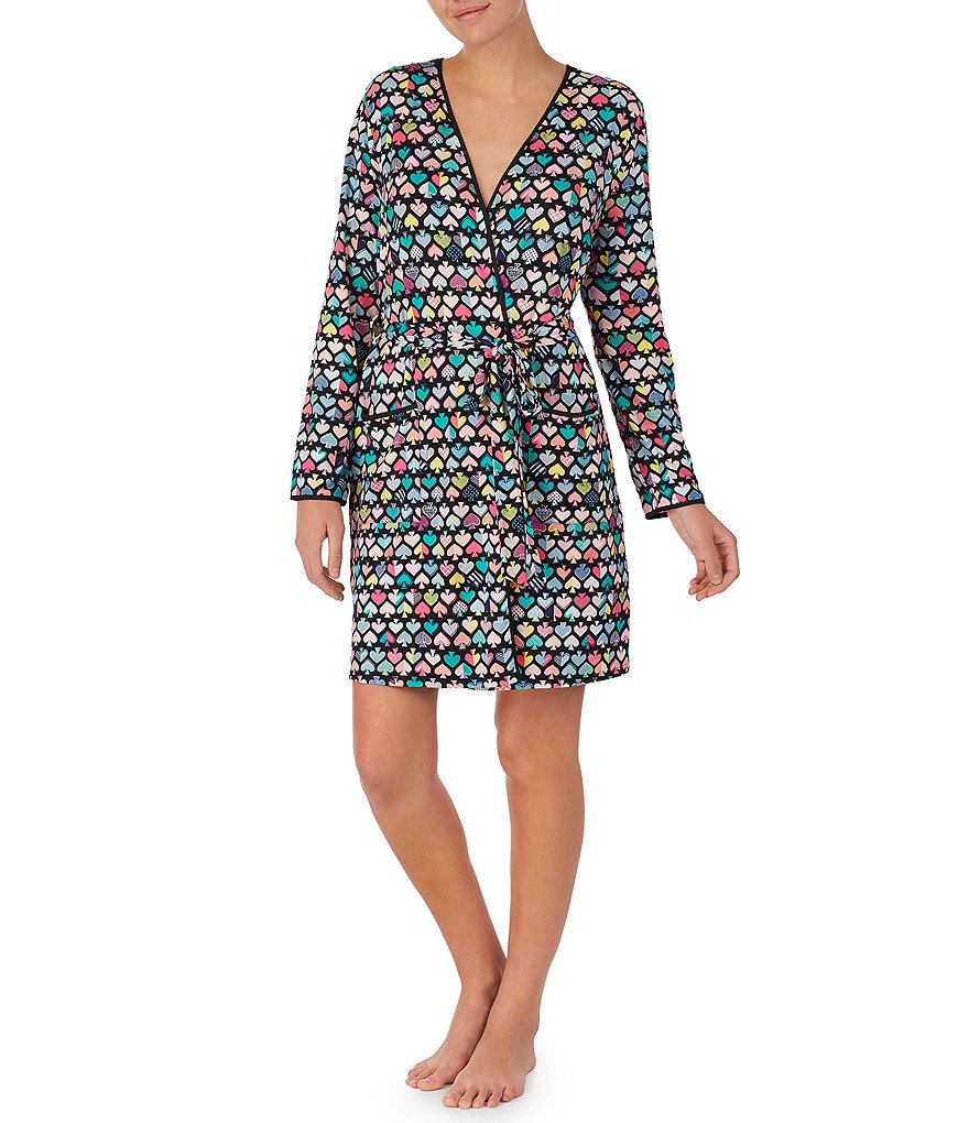 PJ Salvage Solid Ribbed Knit Long Wrap Robe