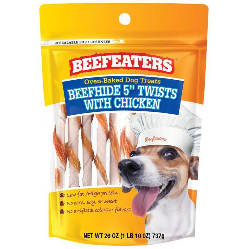 Beefeaters Beefhide 5" Twists with Chicken Chewy Dog Treats - 26oz