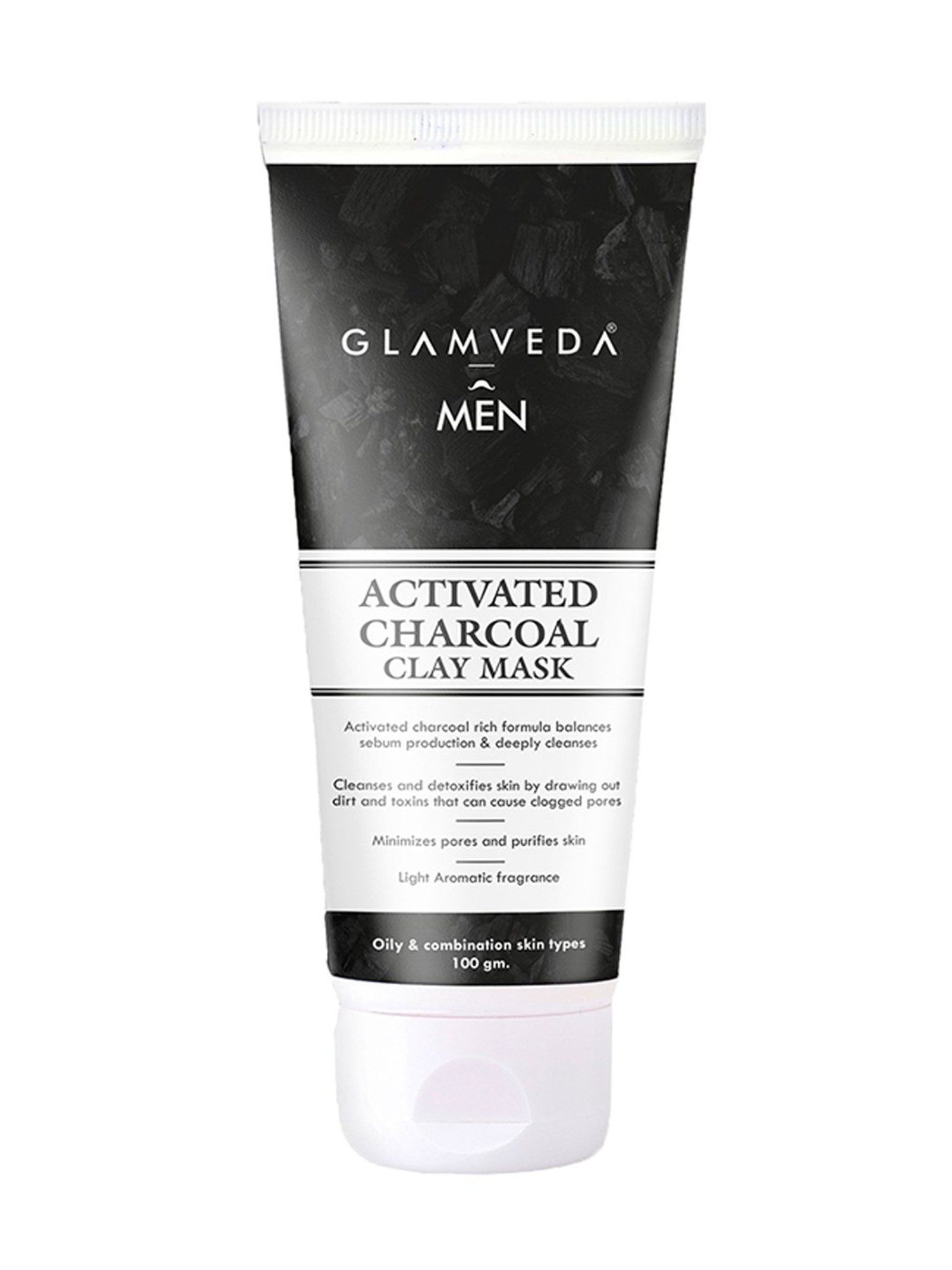 Glamveda Men Activated Charcoal Clay Mask - 100 gm