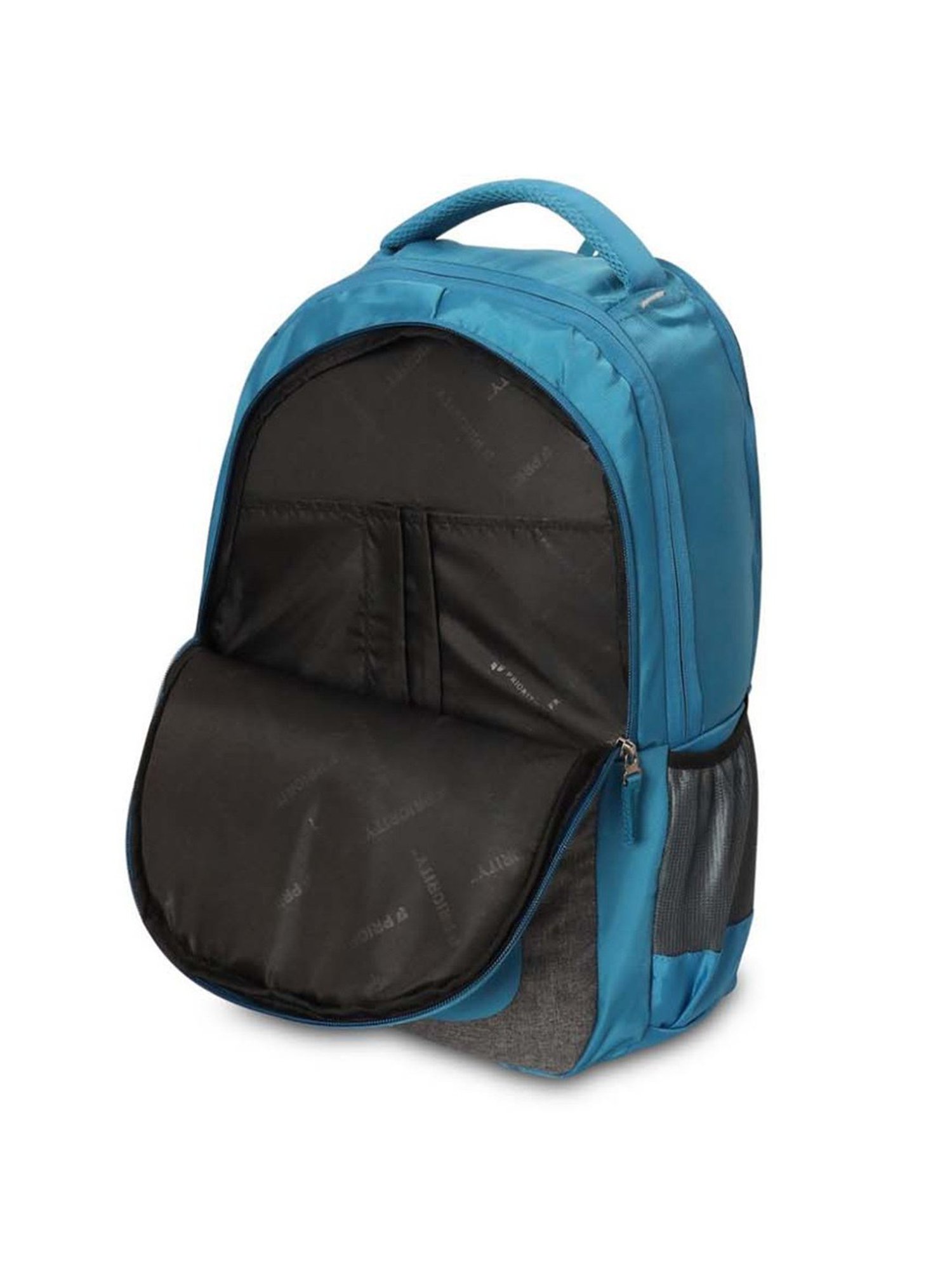 Priority Genius Sky Blue & Grey Polyester Solid Backpack - 29.44 Ltrs
