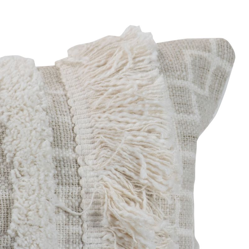 Trellis Pattern Hand Woven 14x22" Decorative Cotton Throw Pillow with Hand Tied Fringe - Foreside Home & Garden