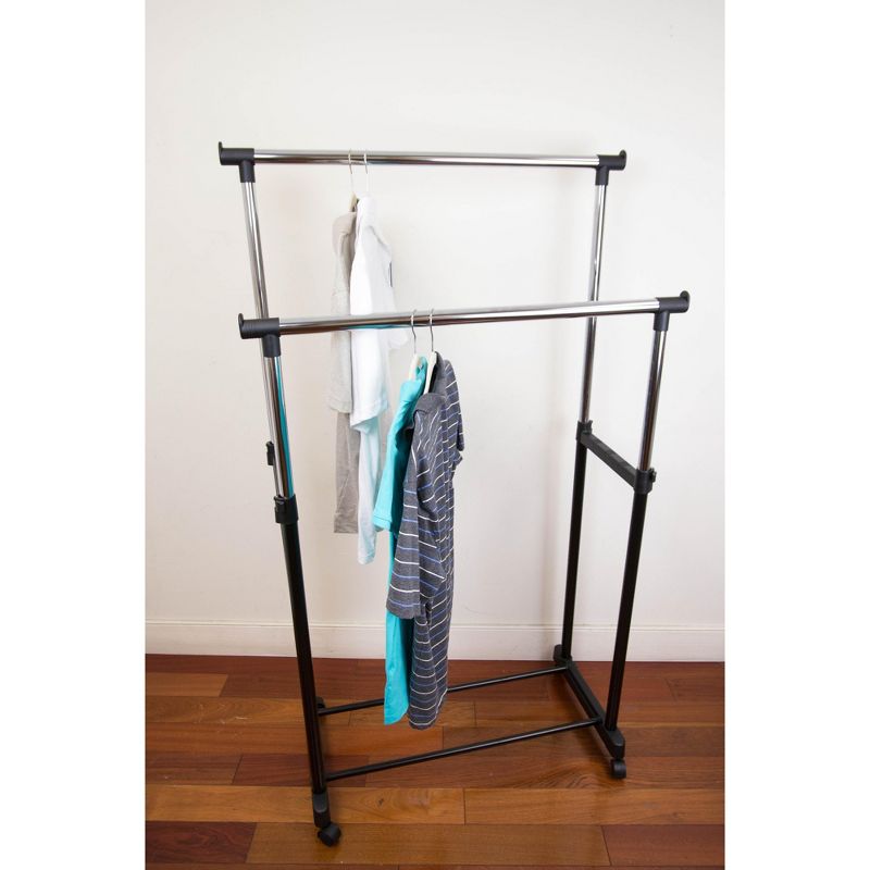 Sunbeam Chrome Plated Steel Double Garment Rack, Black