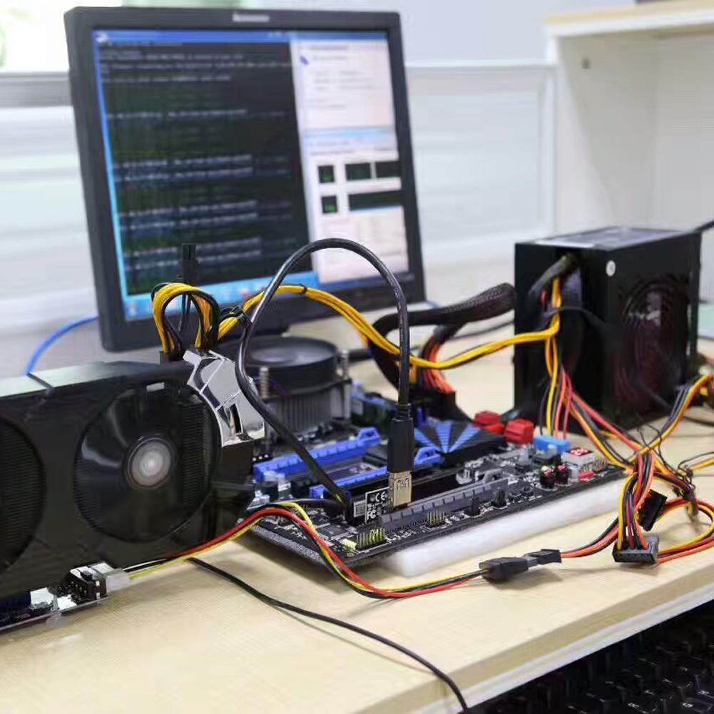 2017 New 0.6M PCIe PCI-E 1x to 16x PCI Express Riser Card + USB 3.0 Cable / SATA to 4Pin Molex Power Cord for BTC Miner Machine