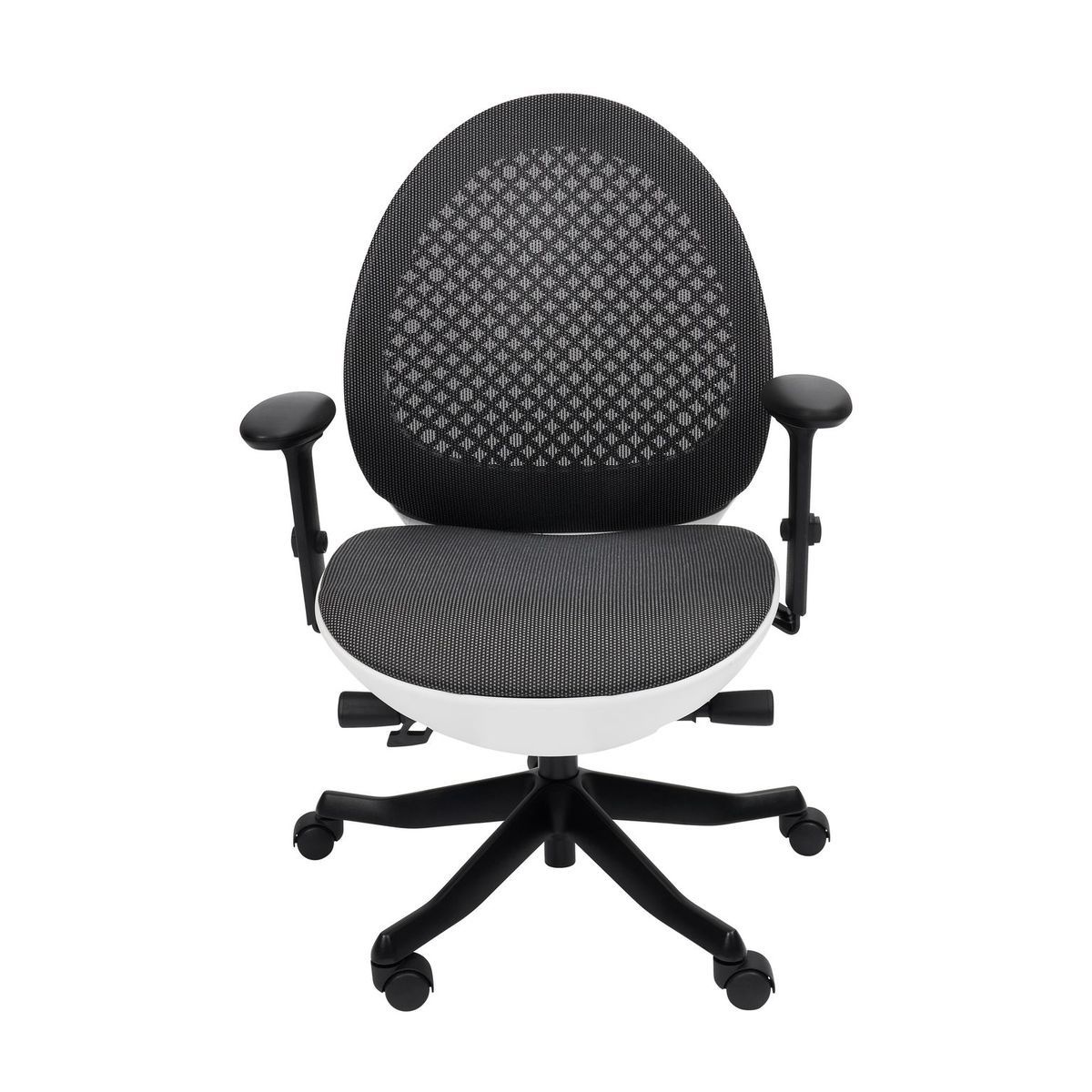 Techni Mobili Deco LUX Executive Office Chair with Aluminum Base and Non-Marking Caster Wheels, Mesh Task Chair with 3D Padded Armrests, White