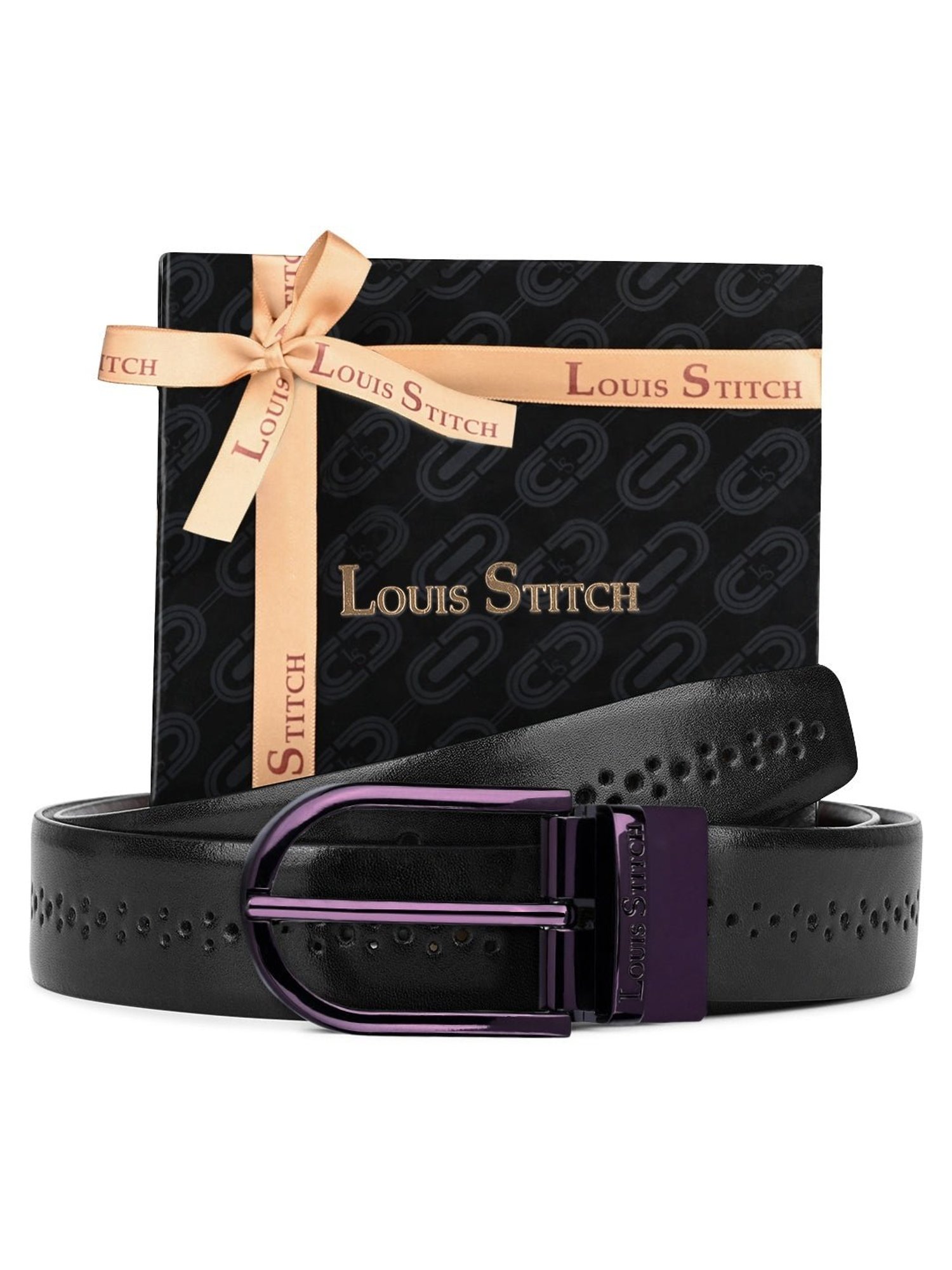 Louis Stitch Spanish Black & Brown Leather Reversible Belt For Men