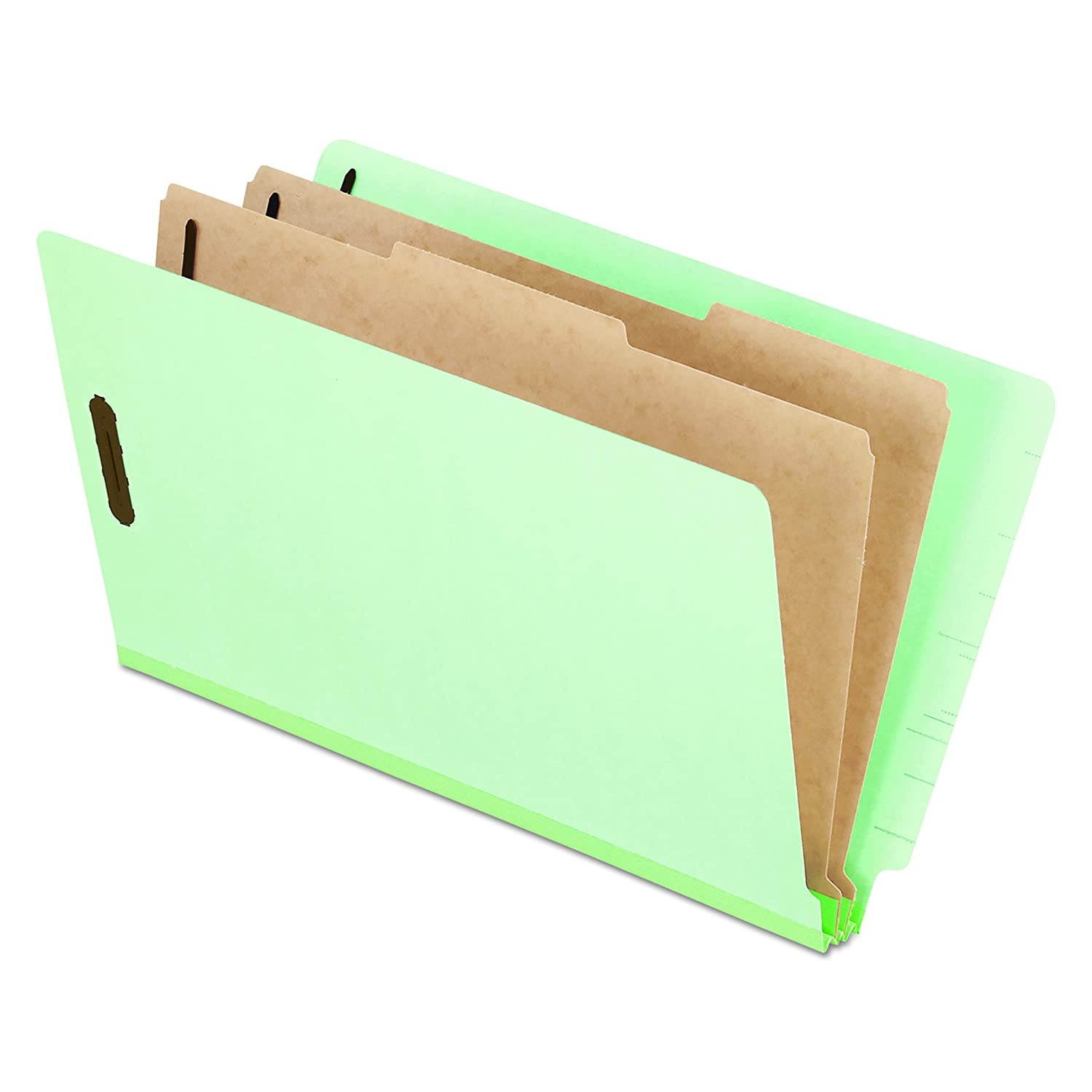 Pendaflex Pressboard End-Tab Classification Folders, Legal Size, 2 Dividers, 2.5" Expansion, Light Green, 10/BX (23324)