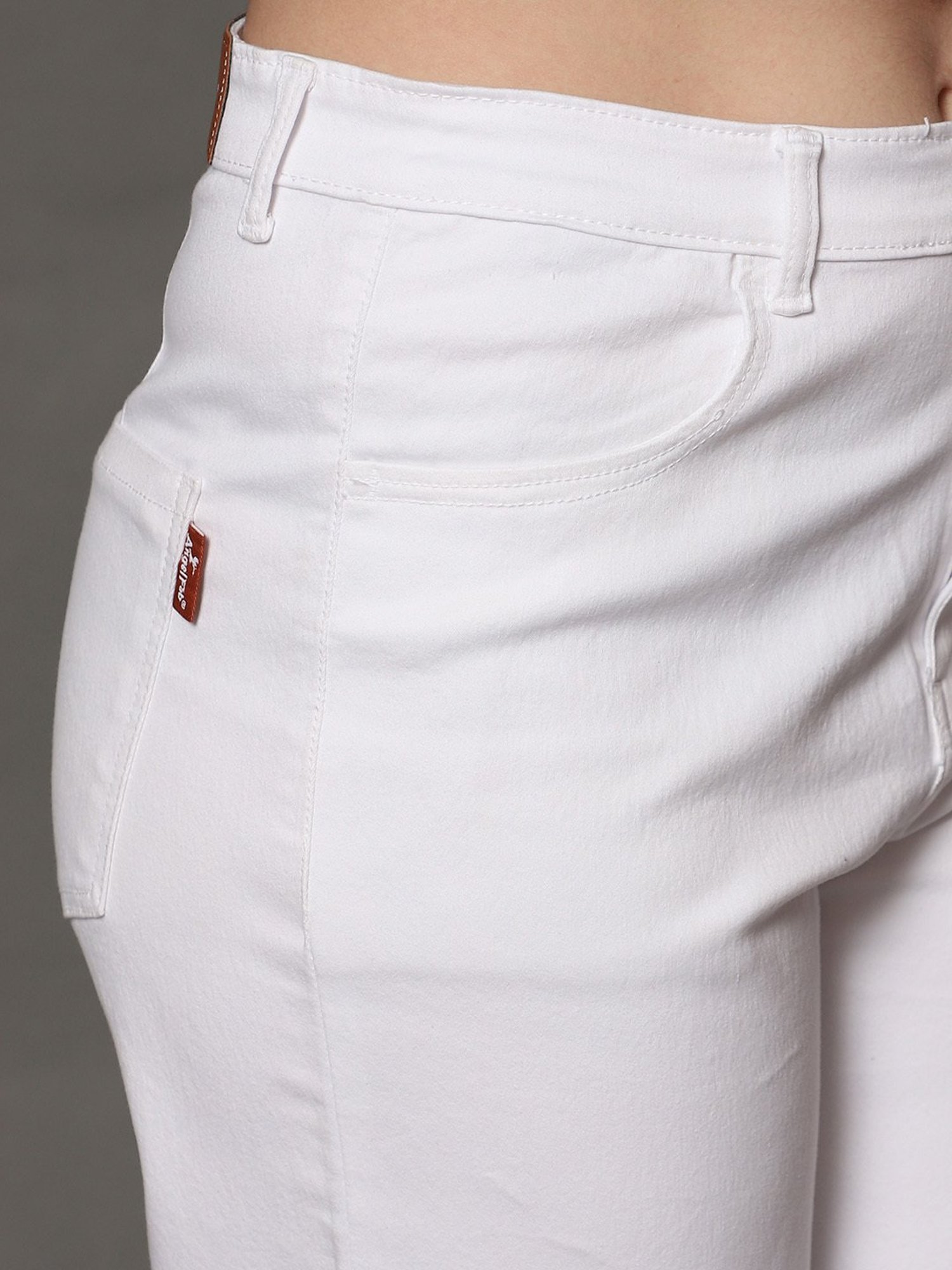 Angelfab White Cotton Relaxed Fit High Rise Jeans