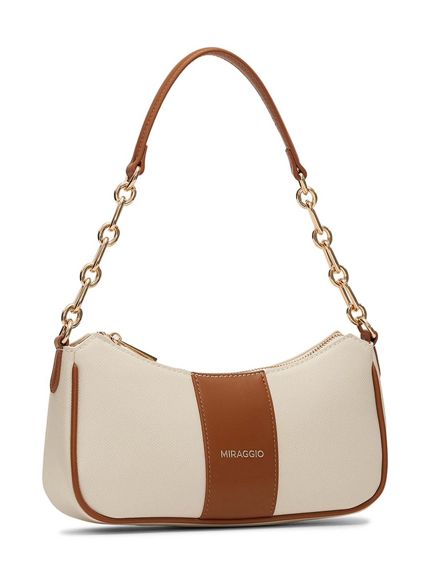 Miraggio Bella Ivory & Tan Small Shoulder Handbag