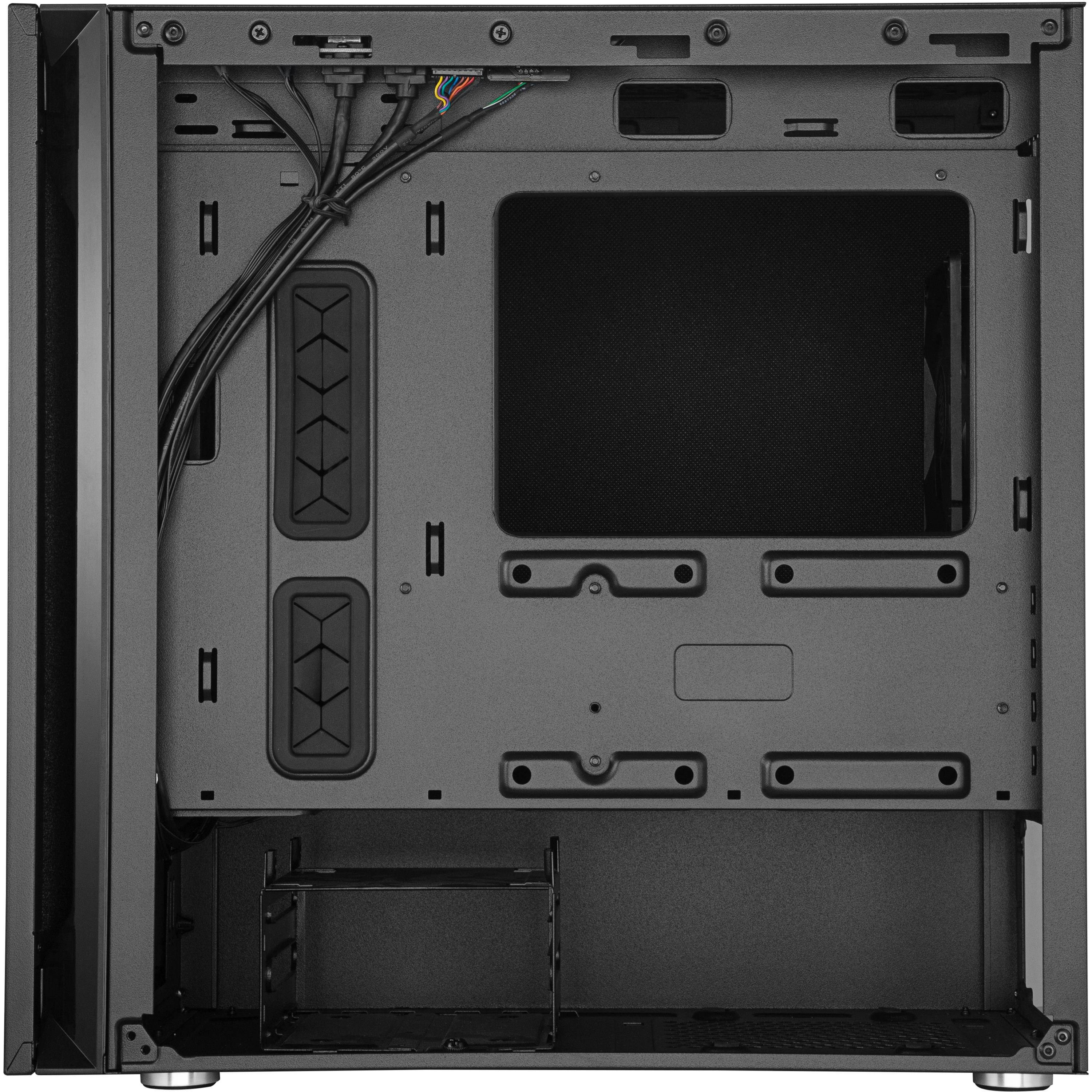 cooler master silencio s400 matx tower w/sounddampening material, sounddampened steel side panel, reversible front panel, sd card reader, and 2x 120mm pwm silencio fp fans