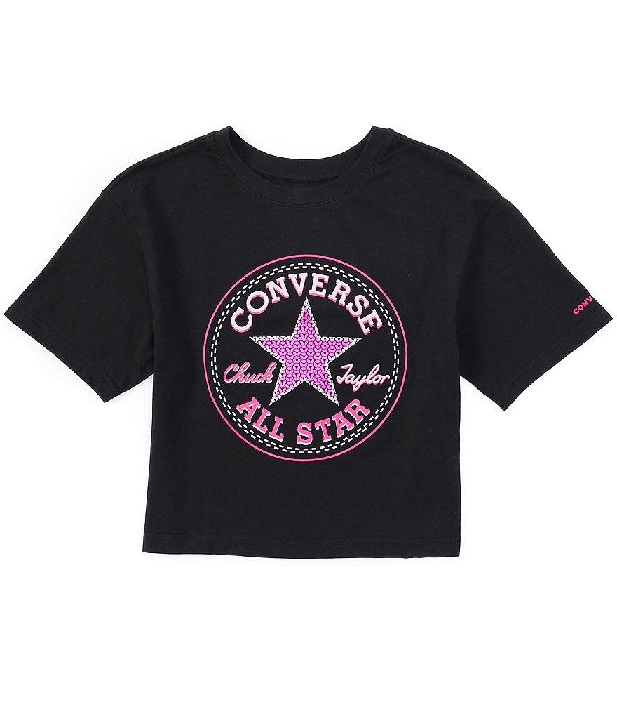 Converse Big Girls 7-16 Short-Sleeve Faux Sequin Boxy Short-Sleeve Tee