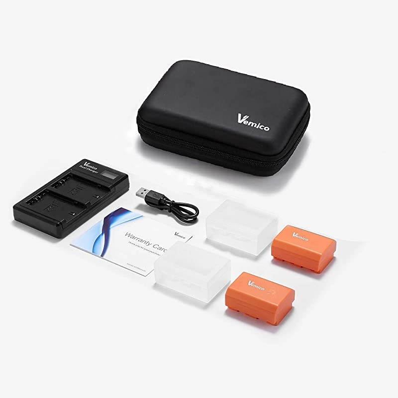 NP-FZ100 Battery Charger Kit Z-Series 2 X 2280mAh Replacement Batteries with LCD Type-C Charger for Alpha A7III/A7R III/A9/A9S/A9R/Alpha 9/A7R3/A6600