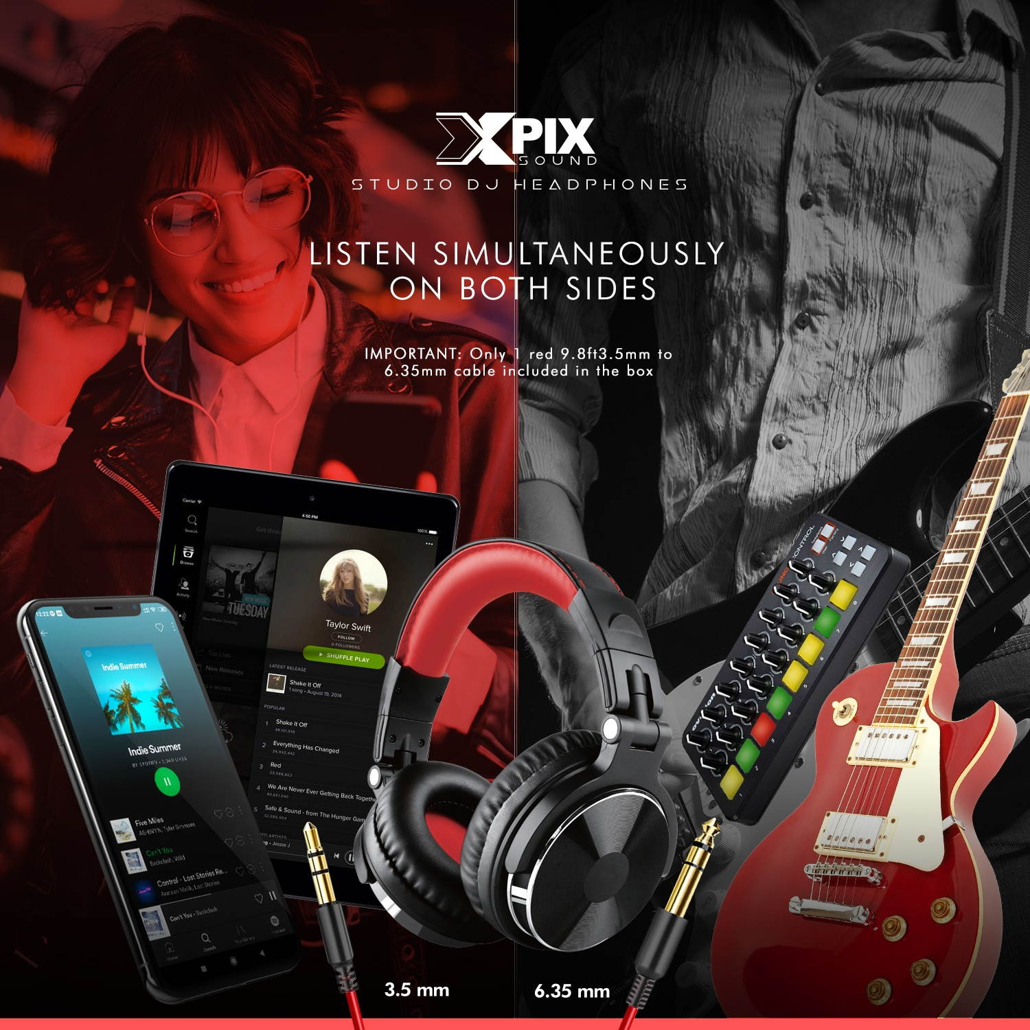 ZOOM PODTRAK P4 THE ULTIMATE RECORDER FOR PODCASTING with 64GB Memory Card,  Four Samson R21S Dynamic Microphone,  Four XPIX Pro DJ Headphones, and Essential Accessories Bundle