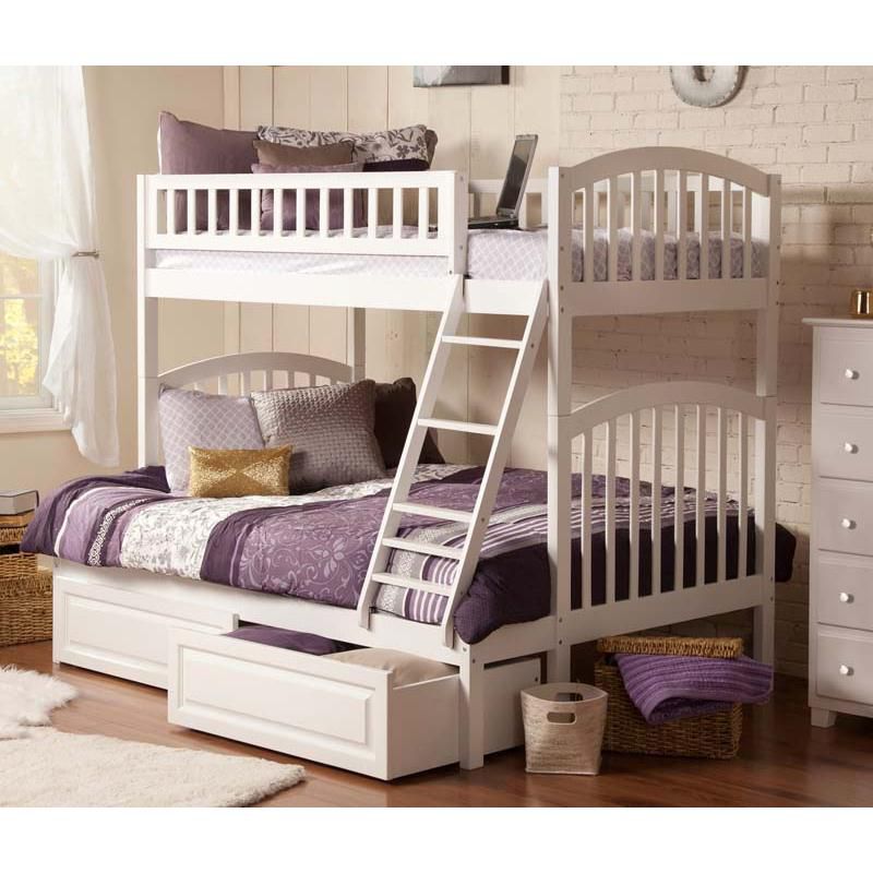 Richland Bunk  Twin over Twin w/ Raised Panel Trundle  Antique Walnut - Atlantic Frame