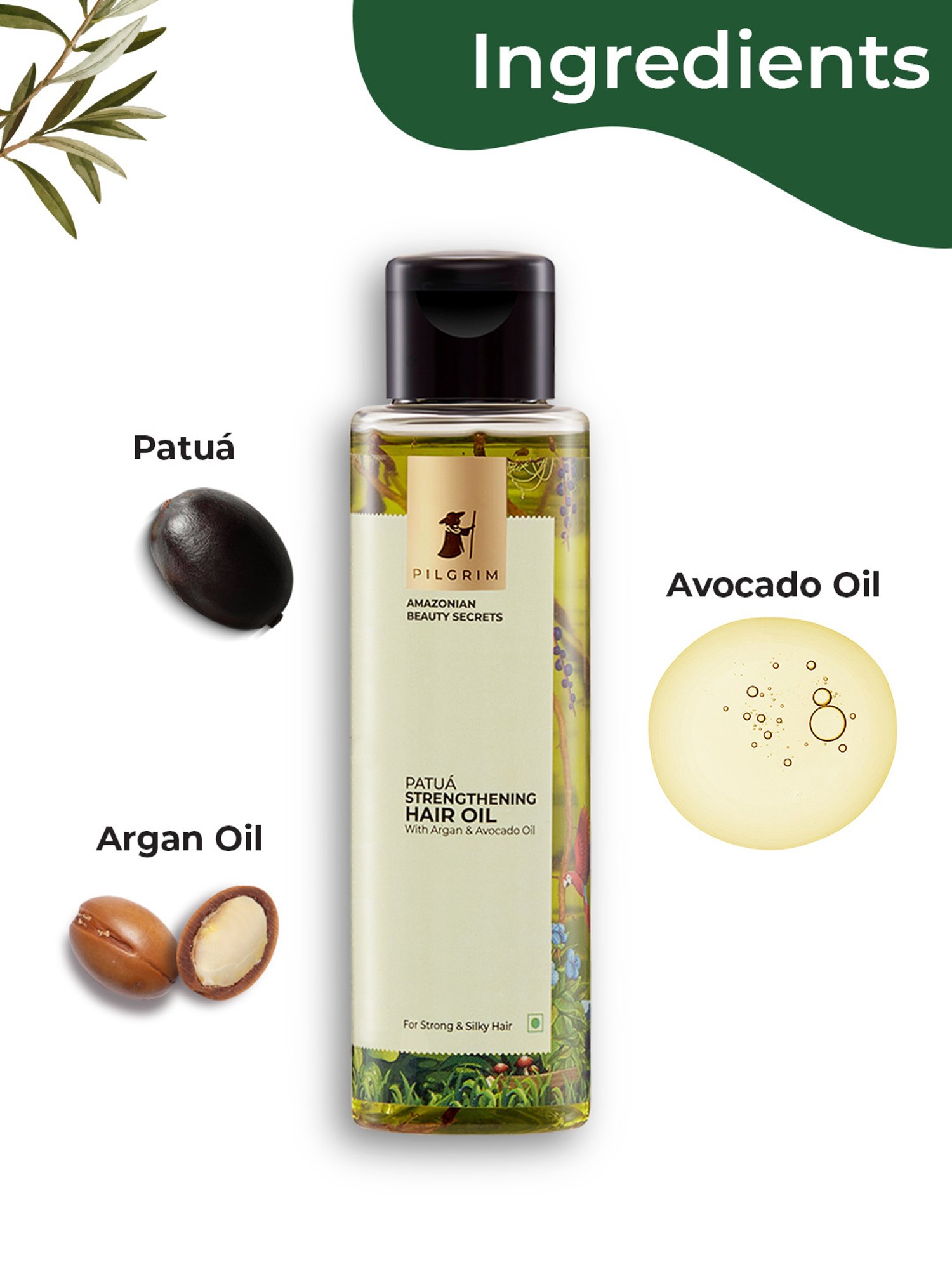 Pilgrim Patua Strengthening Hair Oil with Argan & Avocado Oil - 115 ml