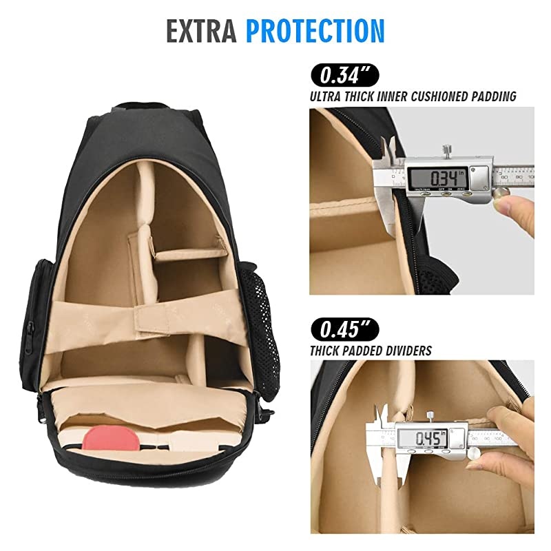 Camera Bag Waterproof Camera Sling Backpack with Rain Cover Outdoor Travel Backpack Camera Bag Case for Laptop Canon Nikon Sony Pentax Cameras,Lens,Tripod and Accessories