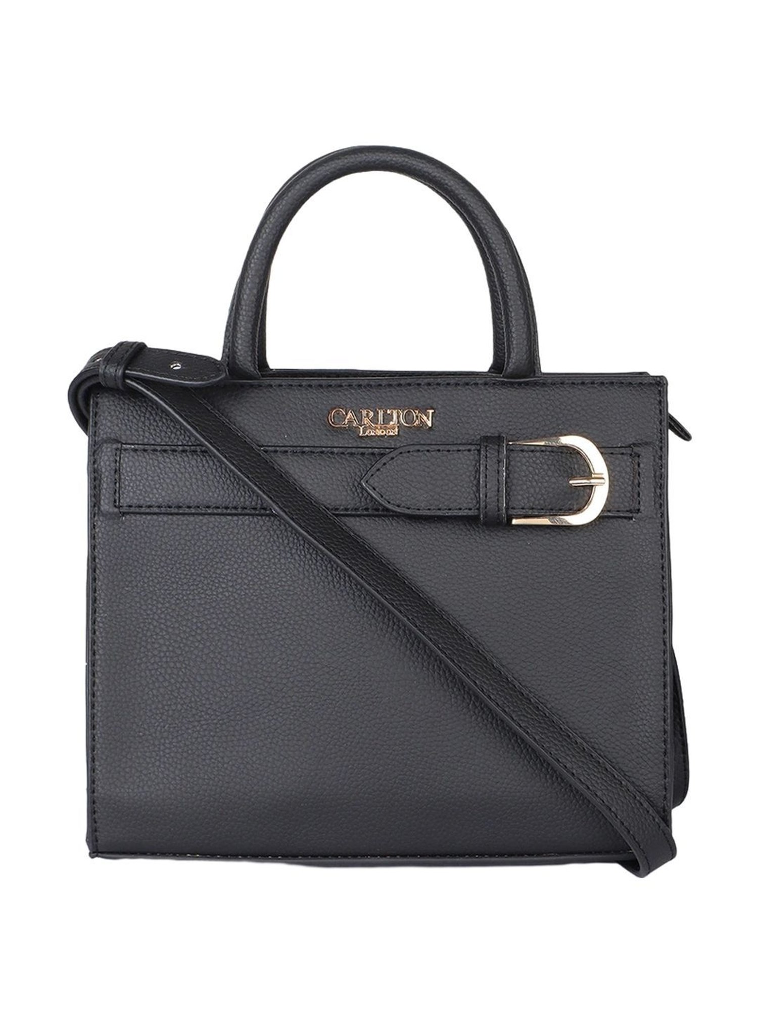 Carlton London Black Solid Medium Handbag