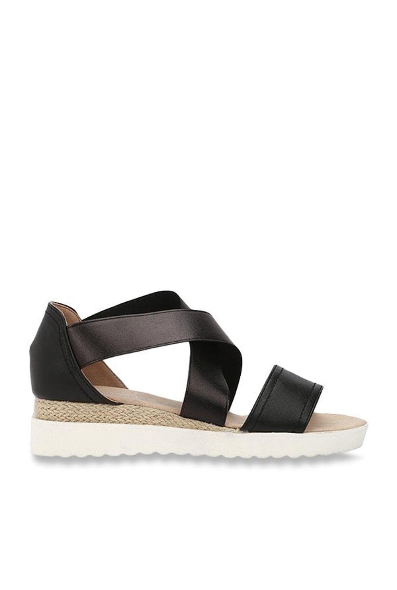 Truffle Collection Black Espadrille Wedges