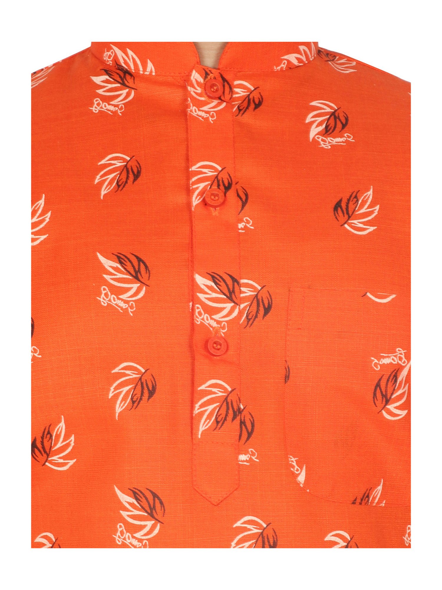 SG Yuvraj Kids Dark Orange & White Printed Full Sleeves Kurta with Pyjamas