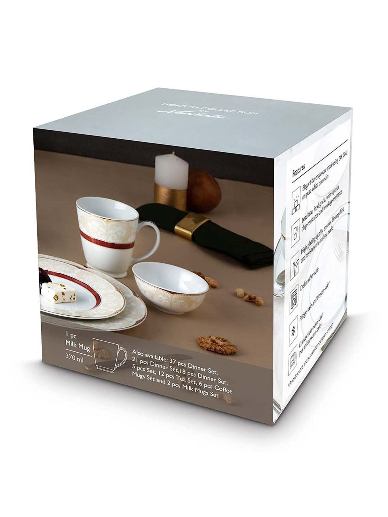 NORITAKE Hearth Off-White & Beige Porcelain VILLE DE PLATINE Milk Mug (0.37 L) - Set of 1