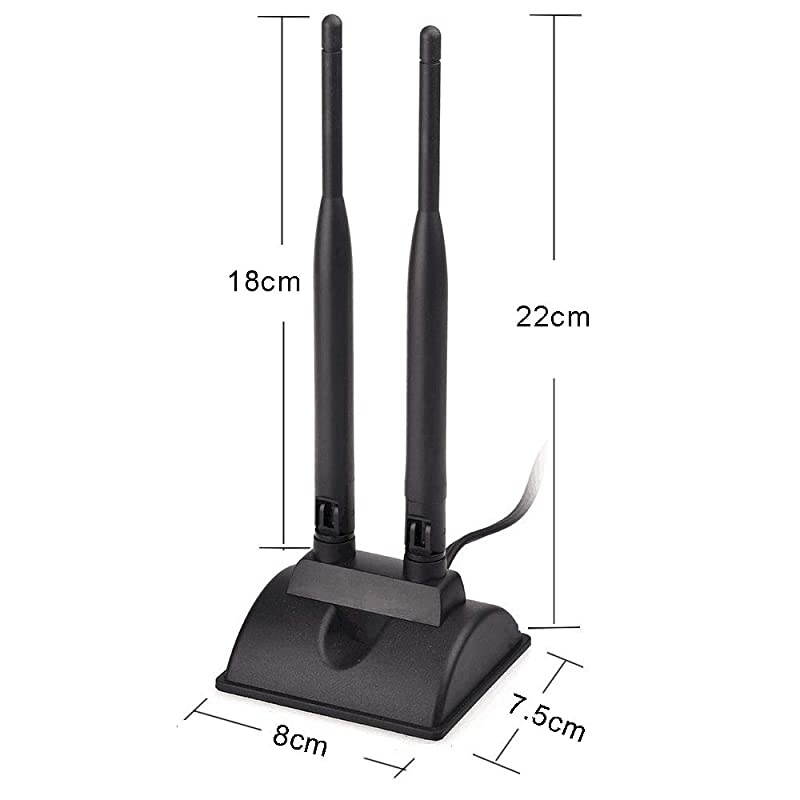 24GHz 5GHz Dual Band WiFi Antenna RPSMA Male Connector with SMA Male to RPSMA Female Adapter 2Pack for PCIE WiFi Network Card USB WiFi Adapter Wireless Router Hotspot