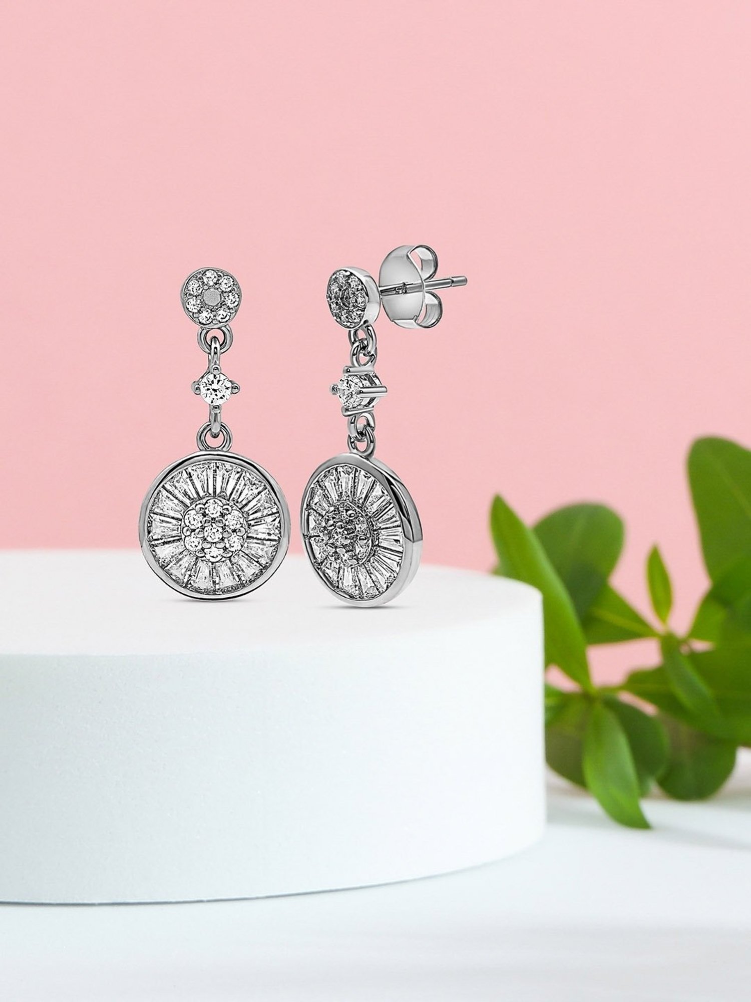 Silberry 92.5 Sterling Silver Wheel Drop Earrings for Women