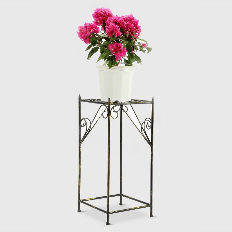 Rectangular Metal Butterfly Plant Stand - Antique Bronze
