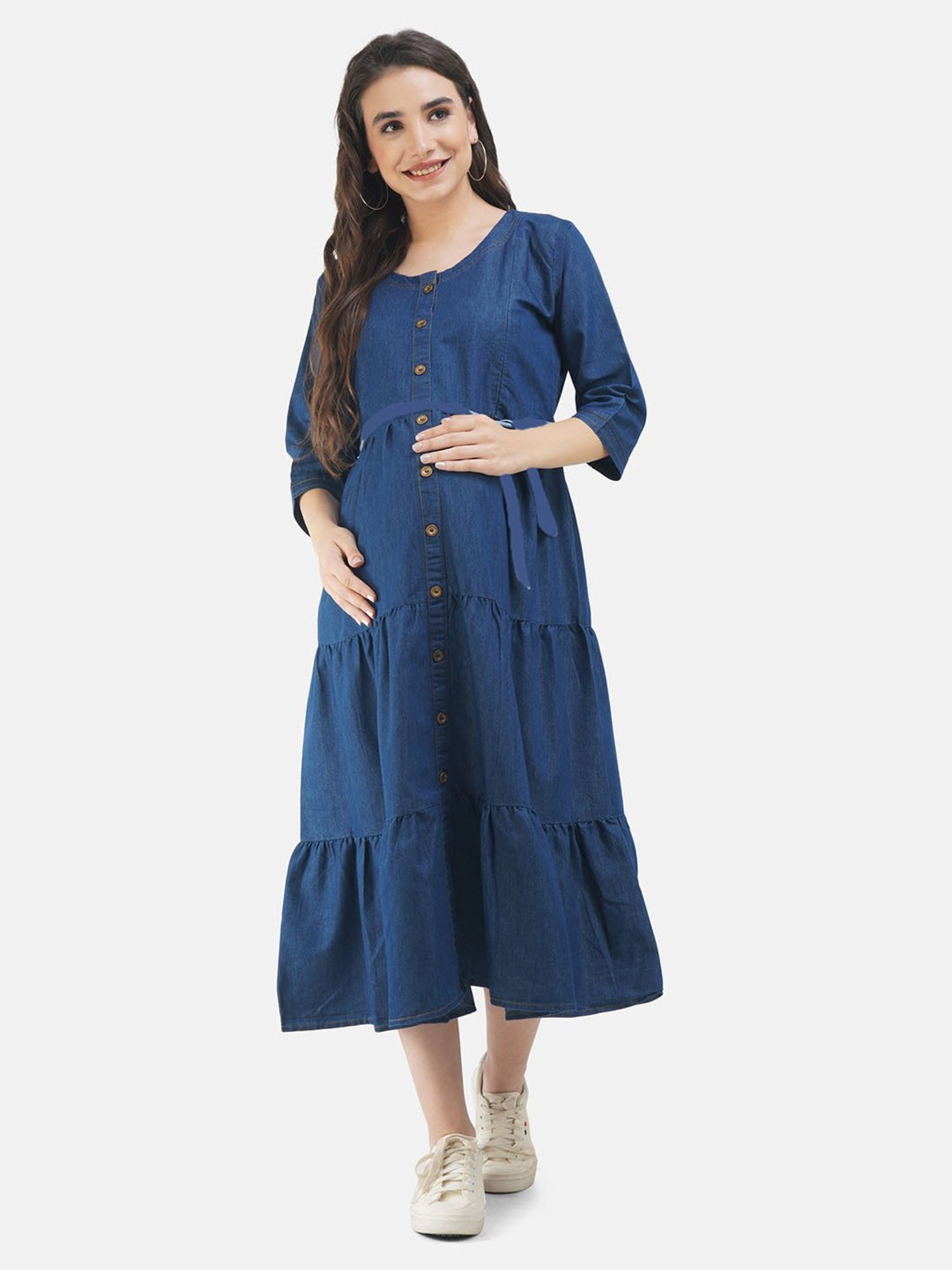 KOI SLEEPWEAR Blue Maternity Dress
