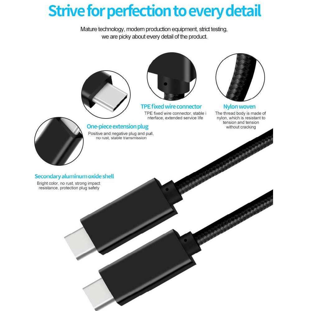 USB C to USB C Cable, [6.6ft USB 3.1 Gen2 100W/5A] Fast Charging Cable,Braided USB Type C Charger Cord PD Cable Compatible with Samsung Galaxy S20/S10/S9,MacBook Pro 2019/2018, iPad Pro and More