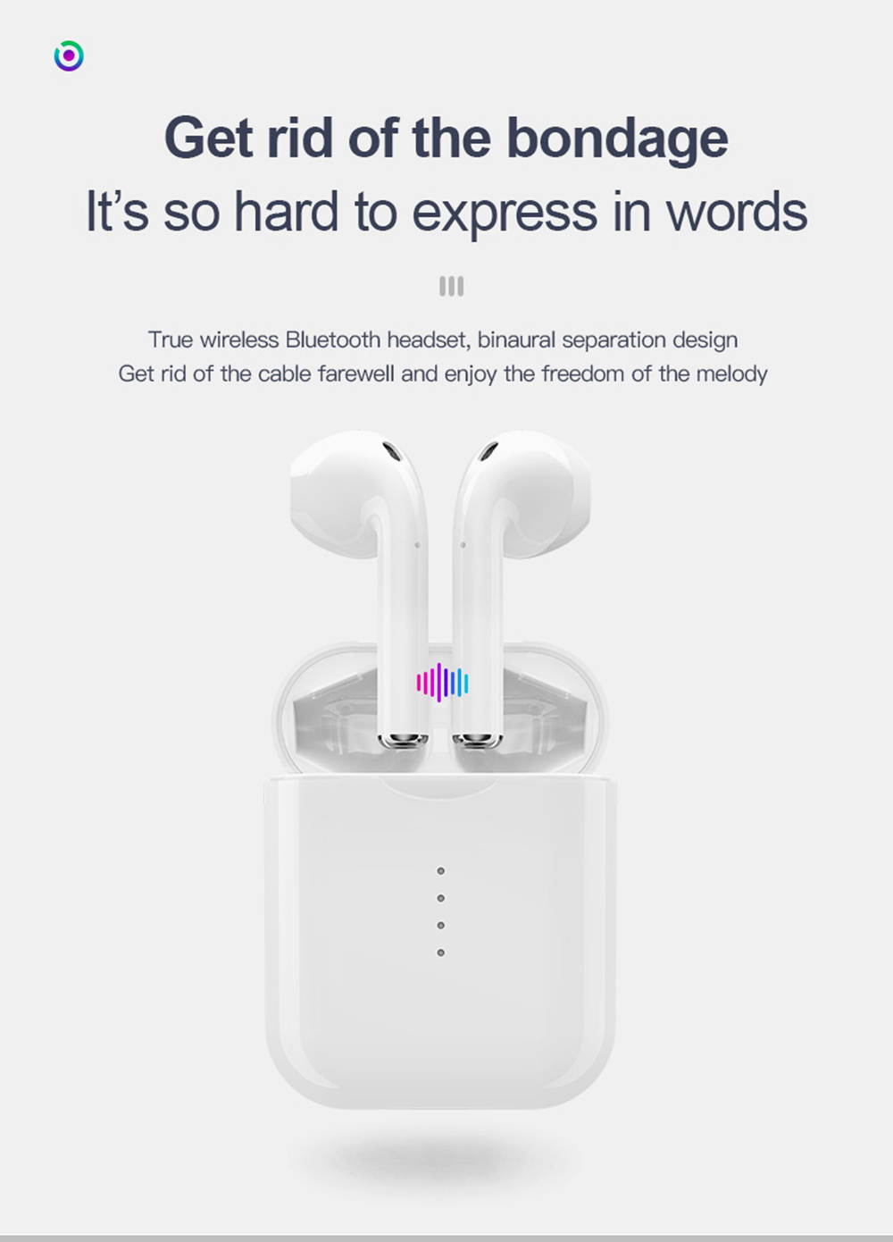 i10 TWS Bluetooth V5.0 Binaural Earbuds Stereo In-ear Earphone With Charging base- WHITE