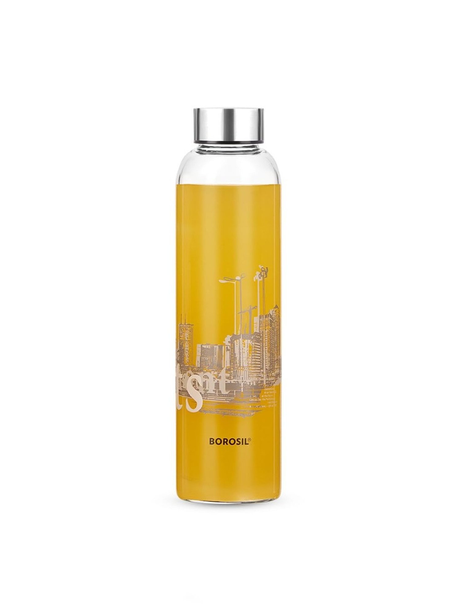 Borosil Water Bottle with Fridge Safe & Leakproof (Transparent, 550 ml)