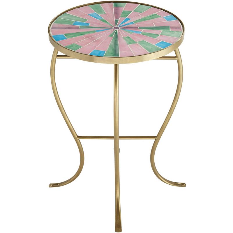 Teal Island Designs Pastel Mosaic Glass Tile Table with Gold Finish Base